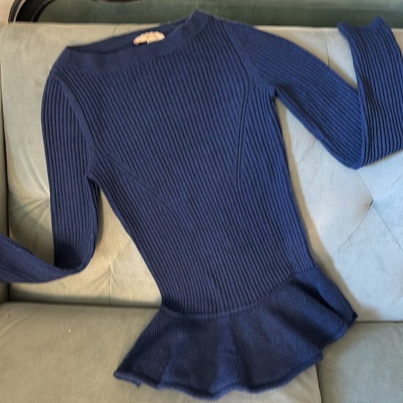 Tory Burch Ramona Merino Wool Peplum Sweater XS - Picture 6 of 13
